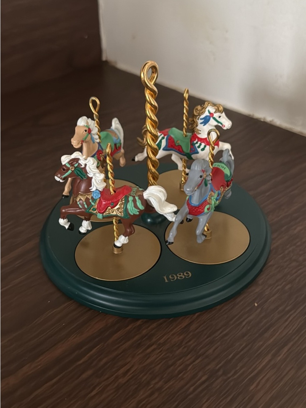 Holiday Carousel Horse Ornament - Green Base (1989)